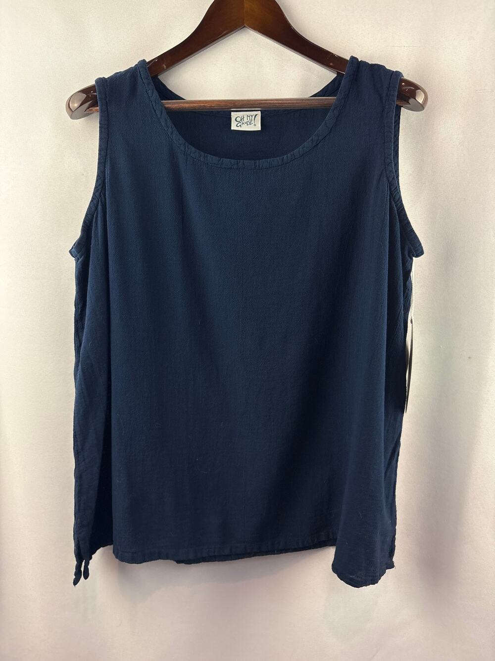 Women’s Oh My Gauze! XXL Navy Blue Sleeveless Blouse
